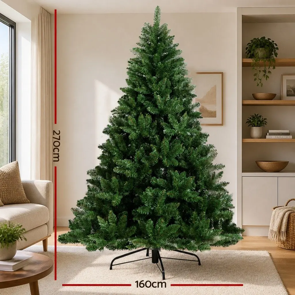 Artificial Christmas Tree PVC 2.7m Green Fir Tree with Metal Stand