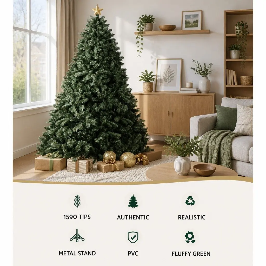 Artificial Christmas Tree PVC 2.7m Green Fir Tree with Metal Stand