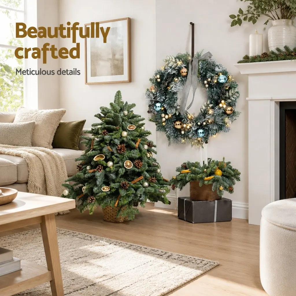 Christmas Wreath PVC 60cm Pre-lit LED Snowy Foliage