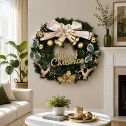 60CM Green Christmas Wreath with Baubles and Reindeer