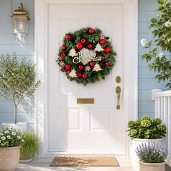 40CM Green Christmas Wreath with Baubles and Ornaments