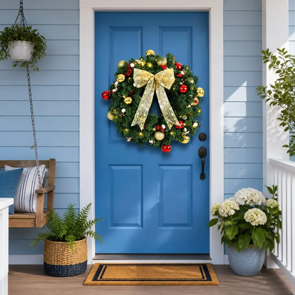 60cm LED Christmas Wreath with Baubles and Berries