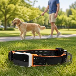 Pet Collar X-Large with Tracker Attachment Base Secure Lead Ring Durable Textile