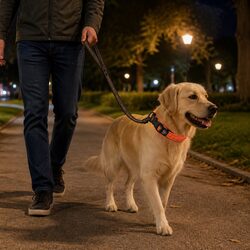 Durable Reflective Dog Collar in Orange 3XL with Safety Lock