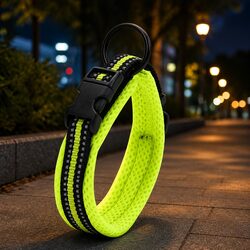 Durable Yellow Reflective Dog Collar with Lock Clip
