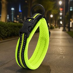 Durable Yellow Reflective Dog Collar XS with Safety Lock