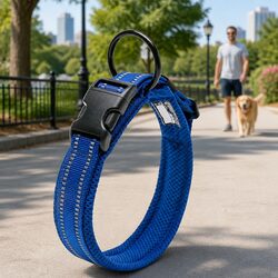 Durable Reflective Dog Collar with Safety Clip and Steel Ring