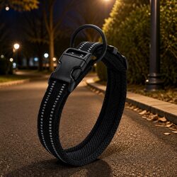 Durable M Size Dog Collar with Safety Lock & Reflective Strips