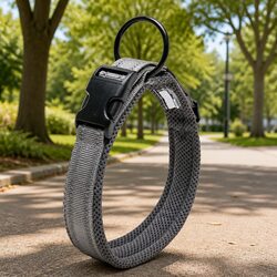 Grey 3XL Heavy Duty Reflective Dog Collar with Safety Clip