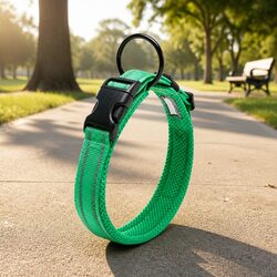 Durable Green XS Reflective Dog Collar with Safety Lock