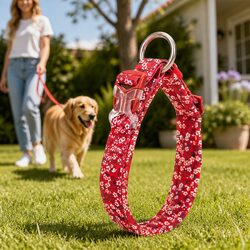 Comfortable XL Floral Dog Collar with Padded Design