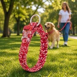 Padded Floral Dog Collar with Durable Snap Buckle