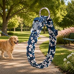 Comfortable XL Floral Dog Collar with Snap Buckle