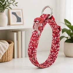 Floral Dog Collar with Comfortable Padding and Snap Buckle