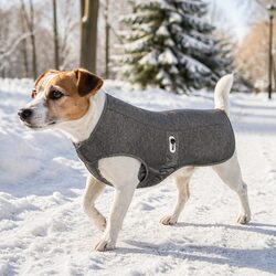 Charcoal Dog Winter Coat Size L with Antibacterial Fabric