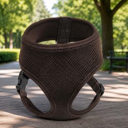 Dog Harness with Steel D Ring Brown Medium Breathable Mesh Adjustable Chest Belt