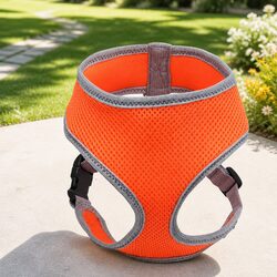 Orange Large Adjustable Dog Harness with Breathable Mesh