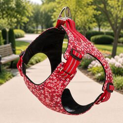 Dog Harness Floral Design Lightweight Adjustable Reflective Straps Pet Walking