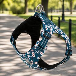 Floral Design Dog Harness with Reflective Straps