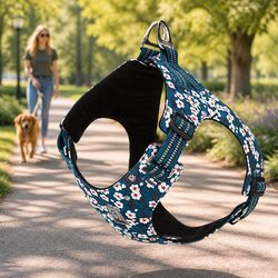 XL Floral Design Dog Harness with Adjustable Straps