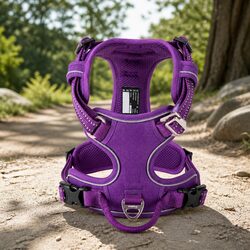 Durable XL Purple No Pull Dog Harness for Adventures