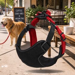 Dog Harness Adjustable Straps Multi-Attachment Points Control Pet Safety Red