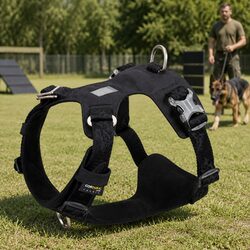 Lightweight Dog Harness M Black Tactical Training Pet Gear Waterproof Nylon