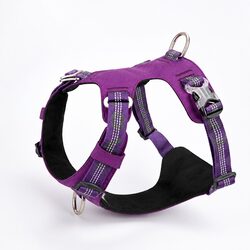 Lightweight Reflective No Pull Dog Harness Purple XL Secure Pet Walking Gear