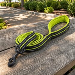 Reflective Dog Leash 2m Nylon Pet Lead with Swivel Hook M Yellow