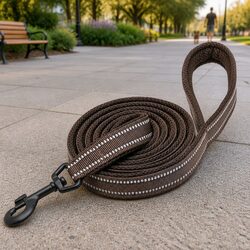 Durable 2m Reflective Nylon Dog Lead XS Brown Leash