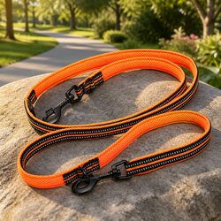 Multi-Function Dog Lead Orange M Long Leash Training Exercise Reflective
