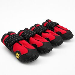 Red Weatherproof Dog Booties with Velcro Strap Size 2