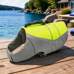 Large Neon Yellow Dog Life Jacket for Water Safety