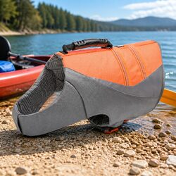Medium Orange Dog Life Jacket for Safety and Visibility