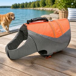 Large Orange Dog Life Jacket with Reflective Accents
