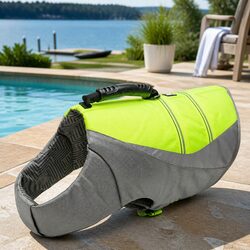 Durable Neon Yellow Dog Life Jacket for Small Pets
