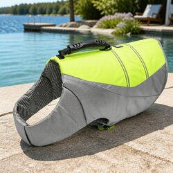 Neon Yellow Dog Life Jacket XS with Reflective Accents