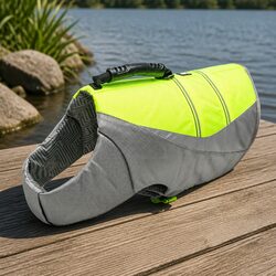 Neon Yellow Dog Life Jacket for Small Pets with Reflective Accents