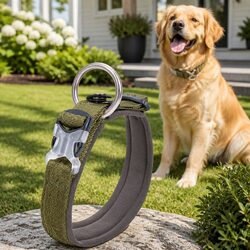 Premium Army Green Dog Collar 2XS with Reflective Features