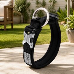 XS Black Dog Collar with Reflective Features for Safety