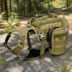 Tactical XL Dog Harness Backpack with Adjustable Features