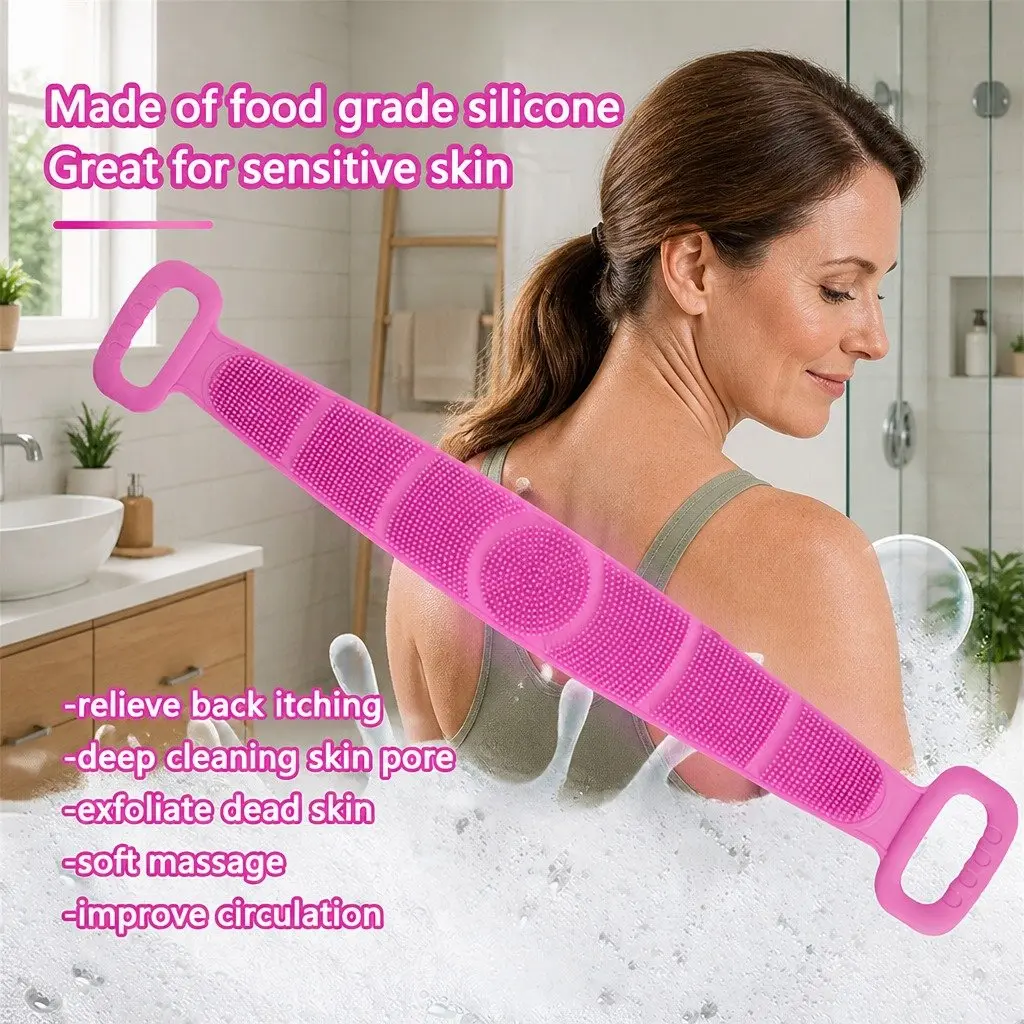 Back Scrub Strap with Soft Brush for Exfoliation