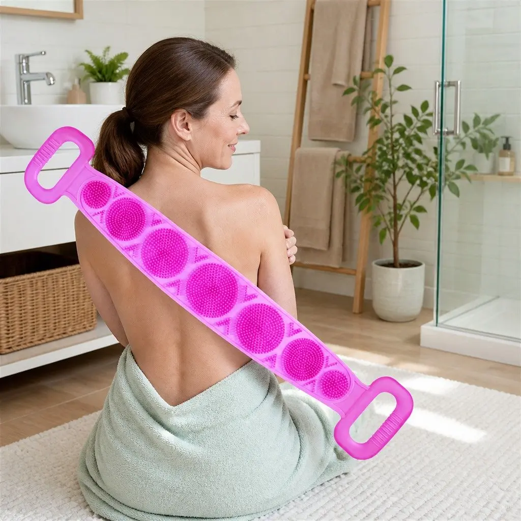 Back Scrub Strap with Soft Brush for Exfoliation