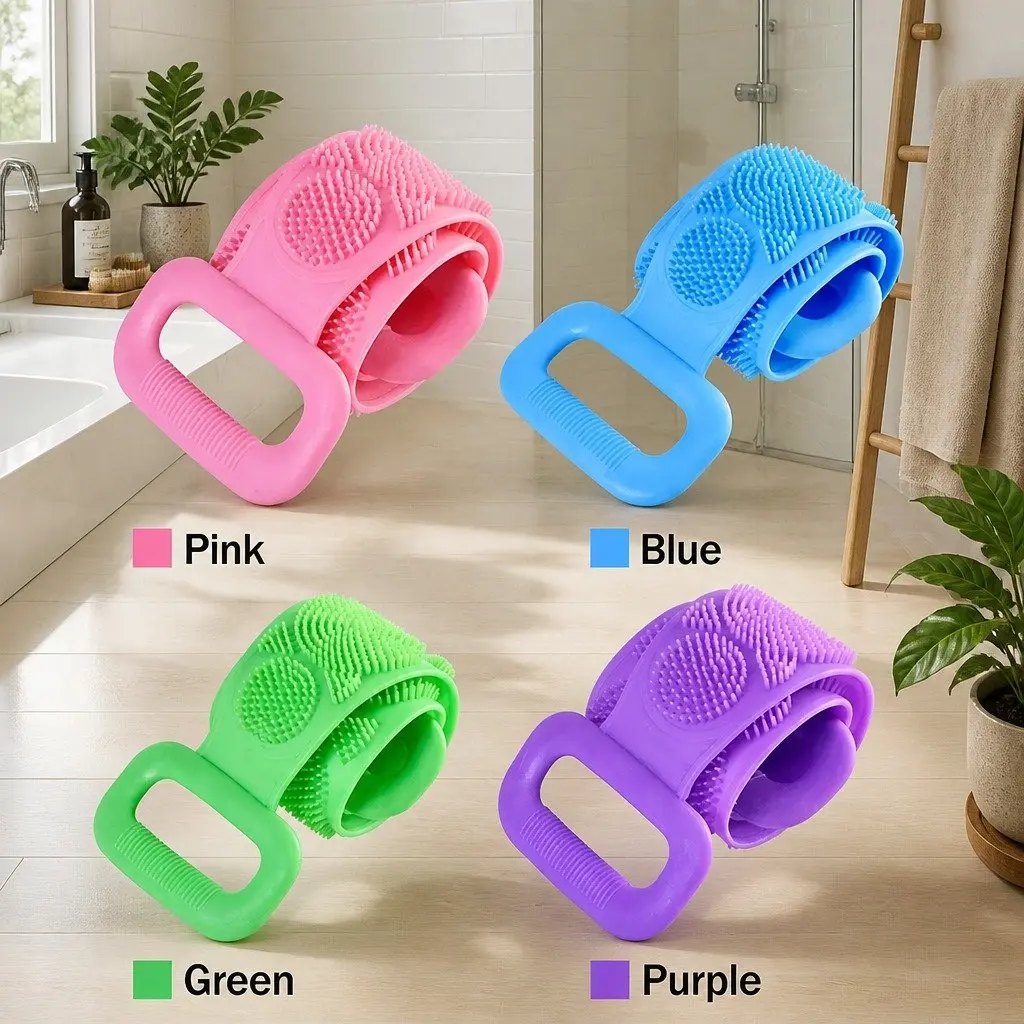 Back Scrub Strap with Soft Brush for Exfoliation