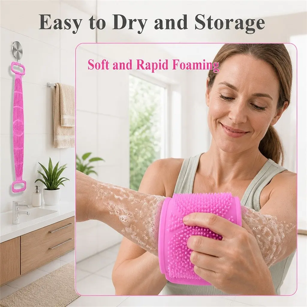 Exfoliating Back Scrub Strap Shower Tool Green 60cm