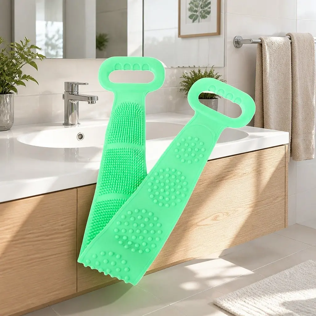 Exfoliating Back Scrub Strap Shower Tool Green 60cm