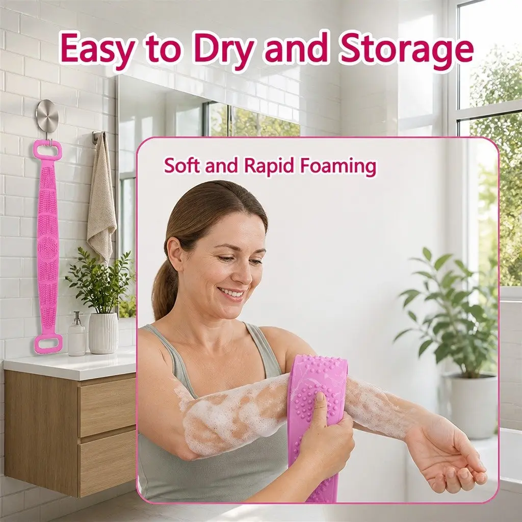 Exfoliating Back Scrub Strap Shower Tool Green 60cm