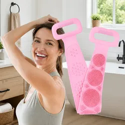 Luxurious Bath Scrub Brush with Ergonomic Grip 60cm Pink