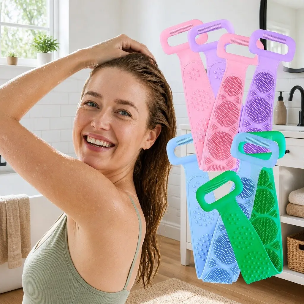 Bath Scrub Brush with Ergonomic Grip 60cm Pink