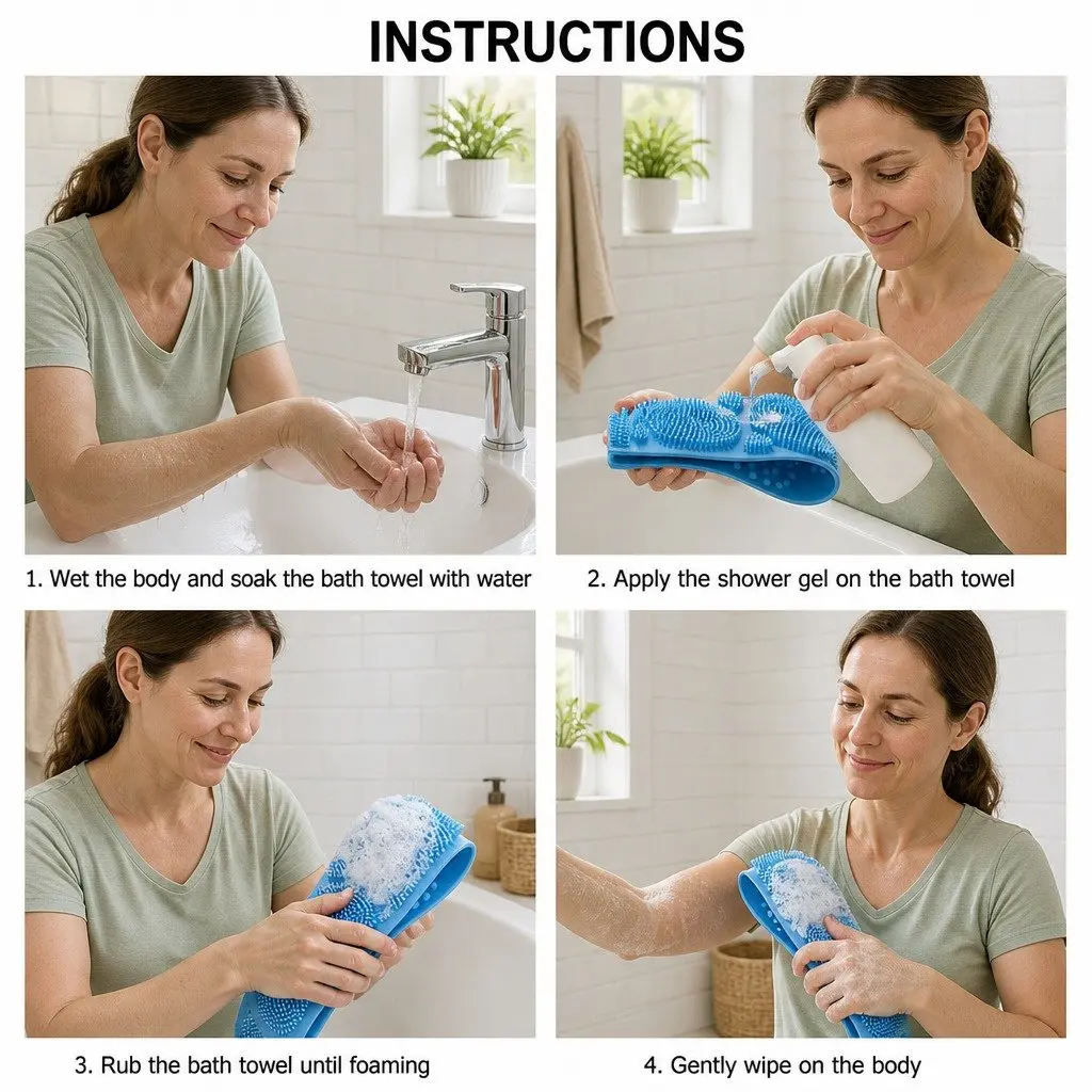 Bath Scrub Brush with Ergonomic Grip 60cm Pink